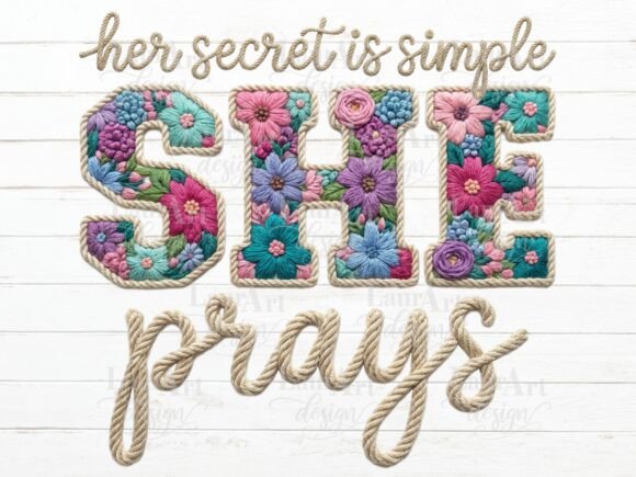 SHE Prays Faux Embroidery